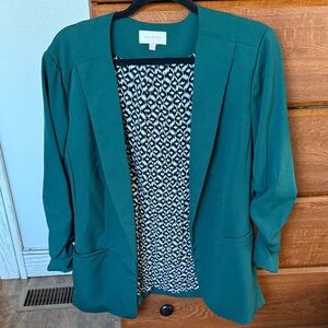Skies Are Blue Green Blazer with Geometric Lining